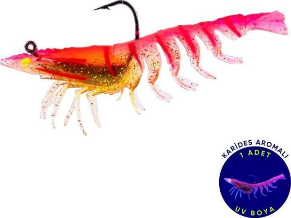 Silikon Karides Yem - 7g 75mm - Fishack Krillax - UV Boyalı - Candy Shrimp - Image 1