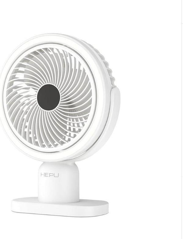 Hepu HP-F01 Şarjlı Masa Vantilatörü | 3 Kademe, Type-C, LED Işıklı - Image 1