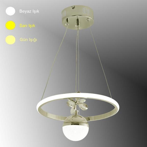TT037-YUV-FSR TT Aydınlatma Halka Model Fransız Sarı Kaplama Tek Toplu Led Avize - Image 1