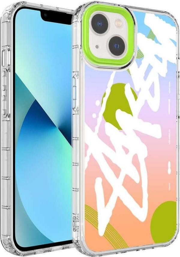 Apple iPhone 13 Kılıf Renkli Desenli Sert Silikon Zore Korn Kılıf NO2 - Image 1