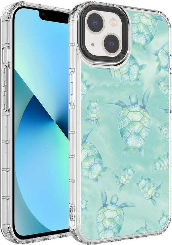 Apple iPhone 13 Kılıf Renkli Desenli Sert Silikon Zore Korn Kılıf NO13 - Image 1