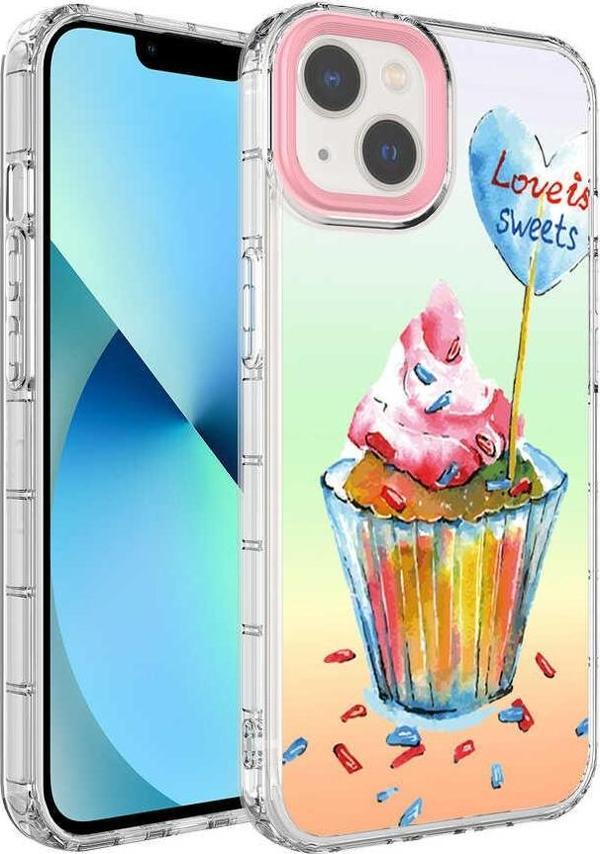 Apple iPhone 13 Kılıf Renkli Desenli Sert Silikon Zore Korn Kılıf NO15 - Image 1