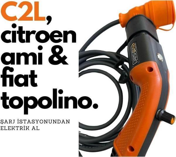Citroen Ami ve Fiat Topolino AC Şarj Kablosu, 3mt Uzatmalı, AC - Image 1