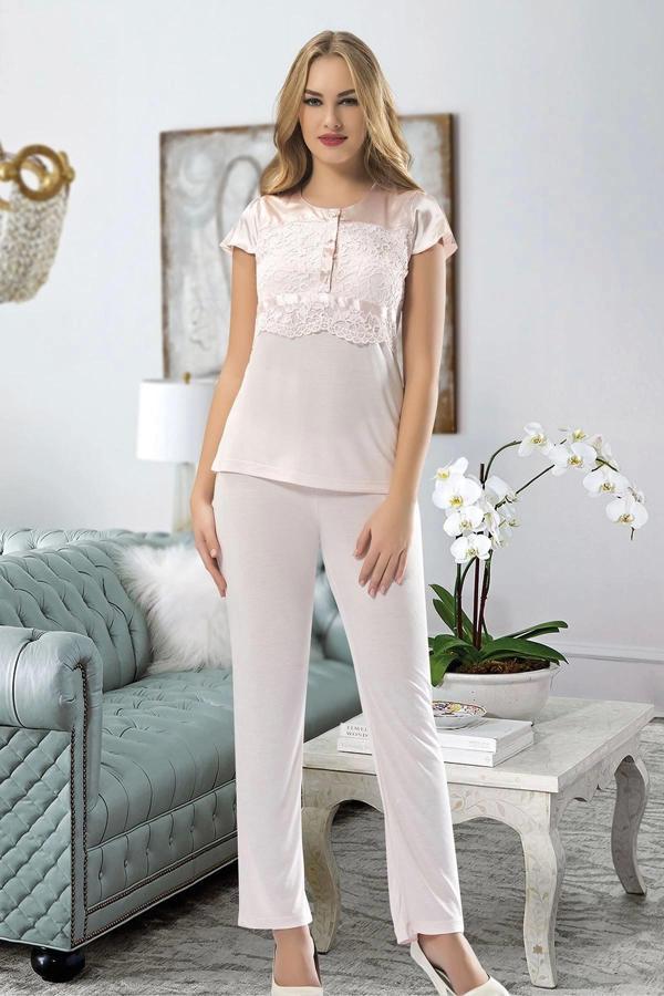 Pudra Penye Pijama Takımı - 1417 - Image 1