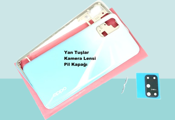 Tkgz - Oppo A52 FULL KASA Arka Kapak Batarya Kapağı - BEYAZ - Image 1