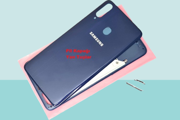 Tkgz - Samsung Galaxy A20S FULL KASA Arka Kapak Batarya Kapağı - MAVİ - Image 1