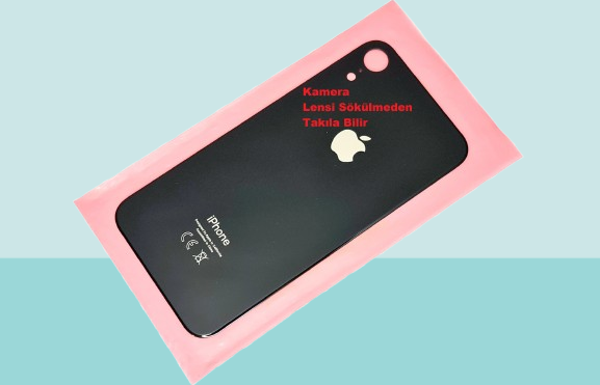Tkgz - iPhone XR Arka Pil Batarya Kapağı - Cam kapak Geniş Lens Deliği - SİYAH - Image 1