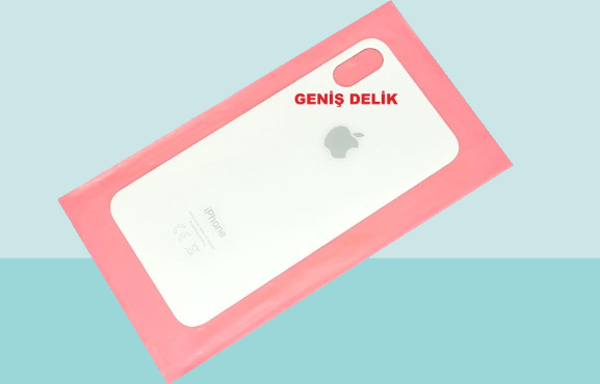 Tkgz - iPhone XS Arka Pil Batarya Kapağı - Cam kapak Geniş Lens Deliği - BEYAZ - Image 1