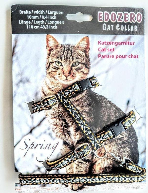 Edozero Kedi Göğüs Tasma Takım Siyah - Image 1