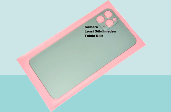 Tkgz - iPhone 11 PRO MAX Arka Pil Batarya Kapağı - Cam kapak Geniş Lens Deliği - YEŞİL - Image 1