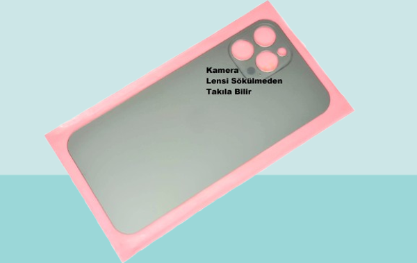 Tkgz - iPhone 12 PRO MAX Arka Pil Batarya Kapağı - Cam kapak Geniş Lens Deliği - YEŞİL - Image 1