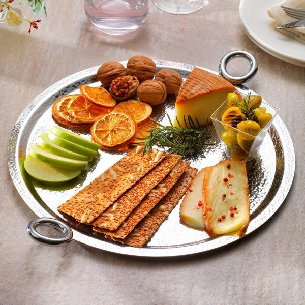 Schafer Ottoman Desenli Sunum Tabağı 1 Parça-Gümüş - Image 1