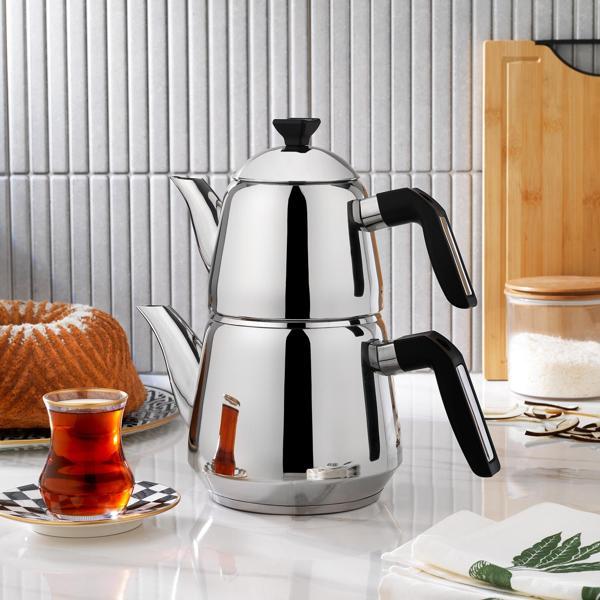 Schafer TeeHaus Çelik Çaydanlık Takımı 4 Parça-Siyah - Image 1