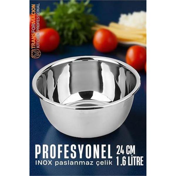 Kase  - 24 Cm. 1.6 Litre Karıştırma Kabı Profesyonel 304 Paslanmaz Çelik - Image 1