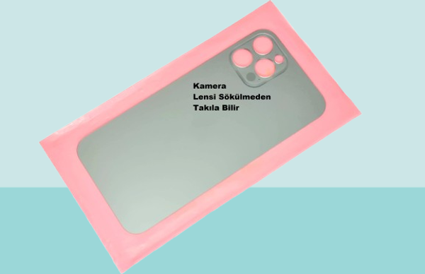 Tkgz - iPhone 12 PRO Arka Pil Batarya Kapağı - Cam kapak Geniş Lens Deliği - YEŞİL - Image 1