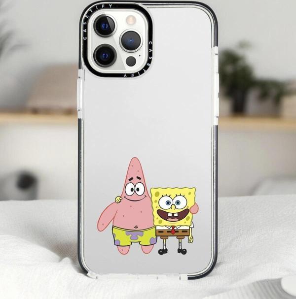 Mooodcase İphone 13 Pro Sünger Bob Ve Patrick Star Desenli Casetify Darbe Emci Silikonlu Telefon Kılıfı - Image 1