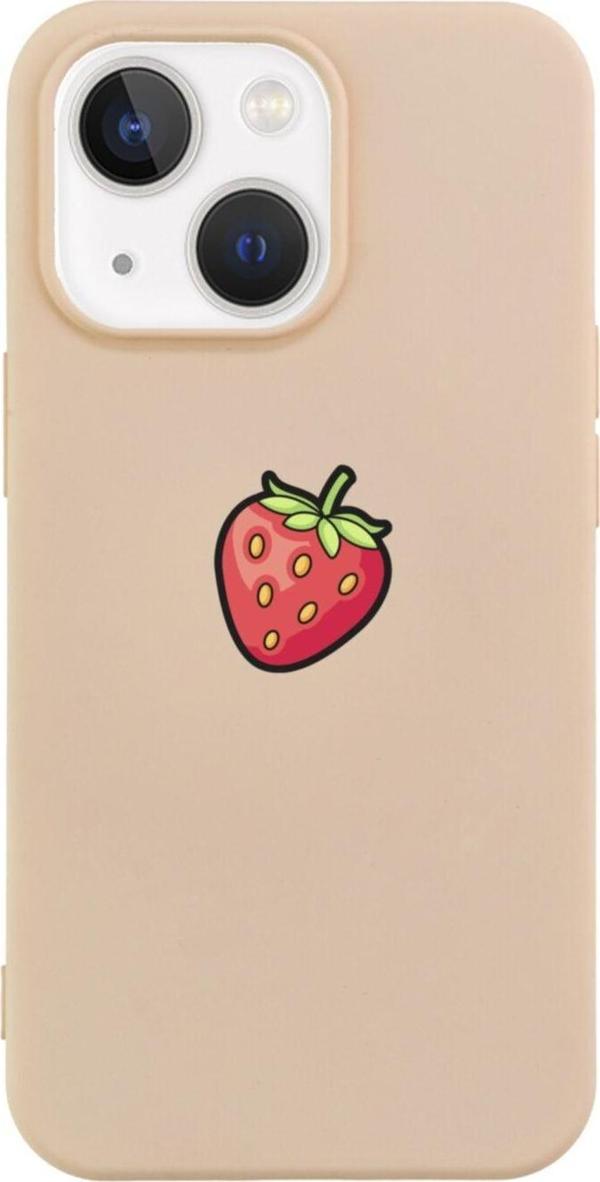 Butikcase İphone 13 Çilek Tasarımlı Pembe Telefon Kılıfı - Image 1