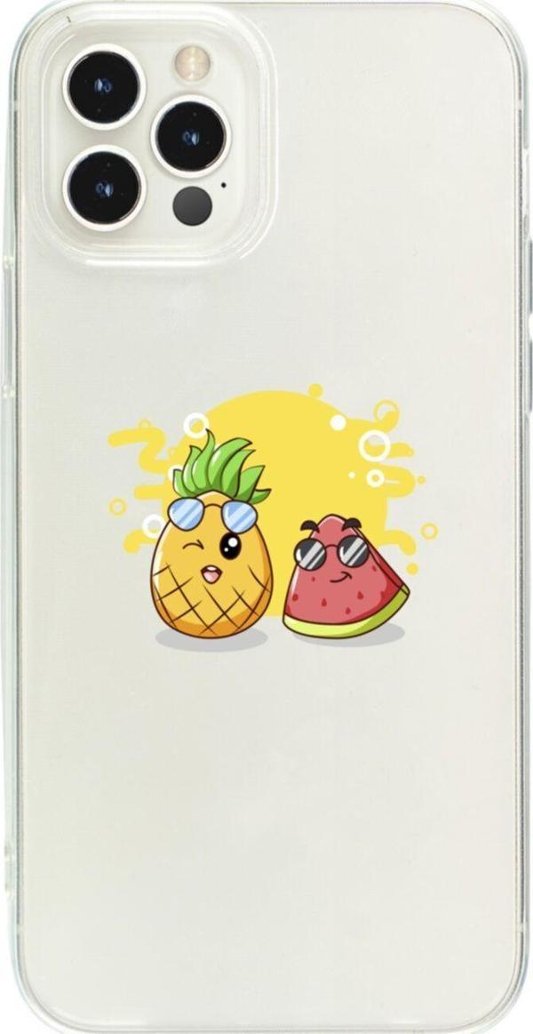 Butikcase İphone 13 Pro Ananas Ve Karpuz Şeffaf Telefon Kılıfı - Image 1