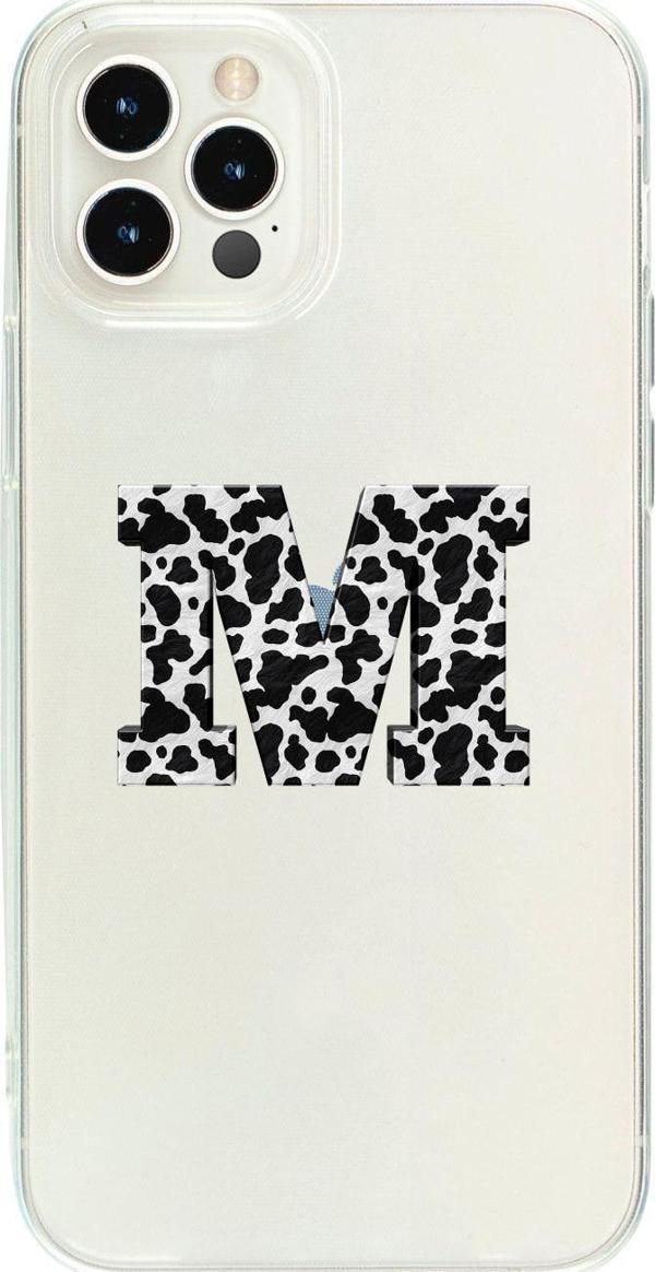 Butikcase İphone 13 Pro Max M Harfi Desenli Şeffaf Telefon Kılıfı - Image 1
