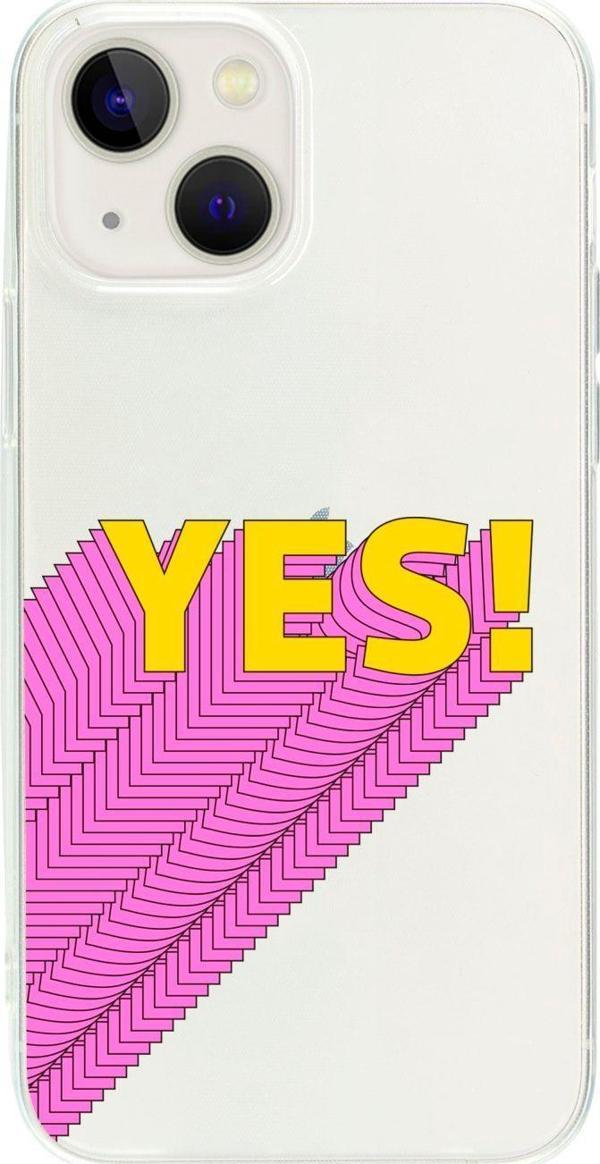 Butikcase İphone 13 Yes Desenli Şeffaf Telefon Kılıfı - Image 1