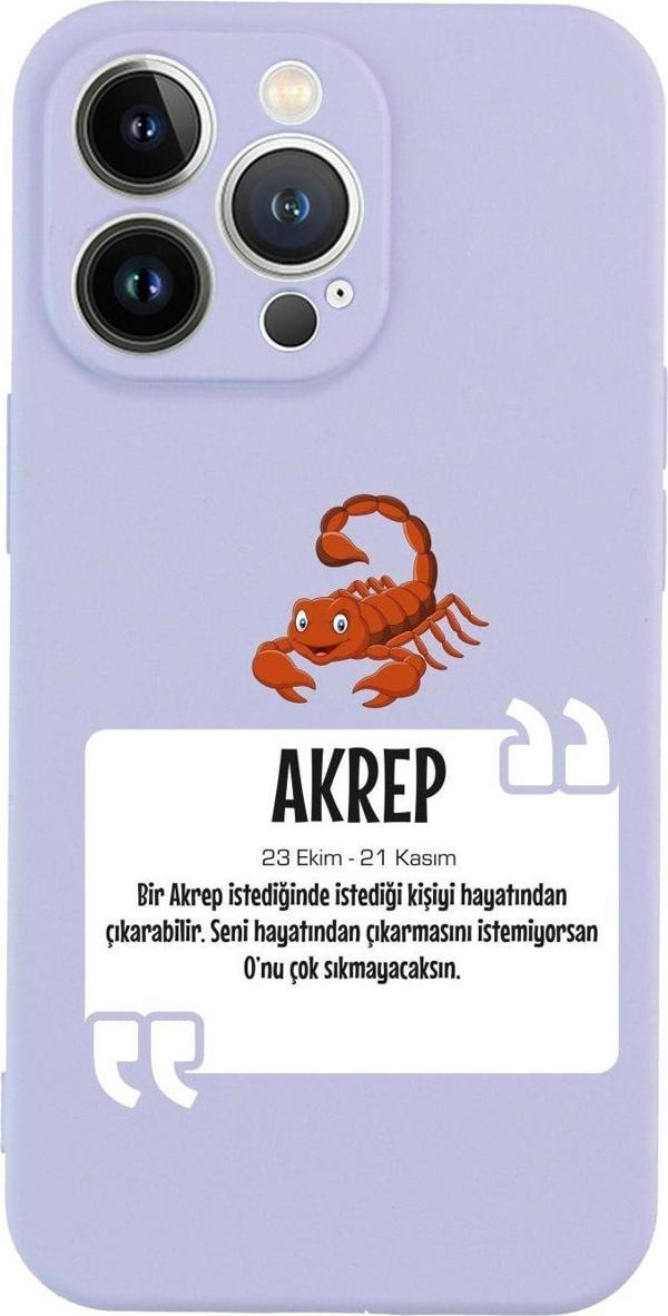 Butikcase İphone 13 Pro Akrep Burcu Tasarımlı Lila Telefon Kılıfı - Image 1