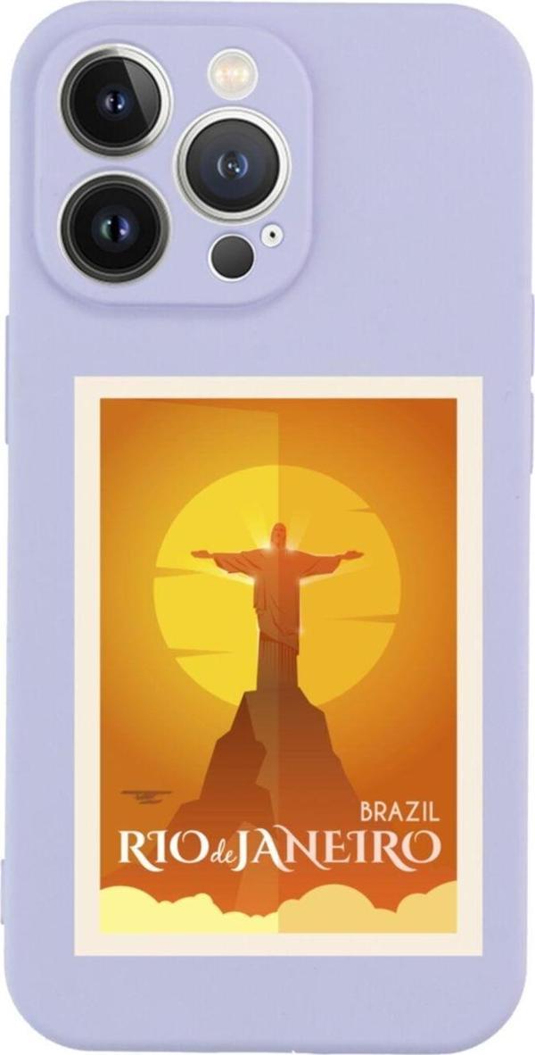 Butikcase İphone 13 Pro Brezilya Art Tasarımlı Lila Telefon Kılıfı - Image 1