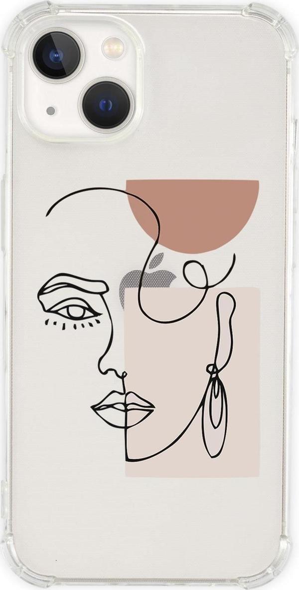 Mooodcase İphone 13 Uyumlu Women Art Desenli Anti Shock Olex Köşe Darbe Korumalı Silikonlu Şeffaf Kılıf - Image 1