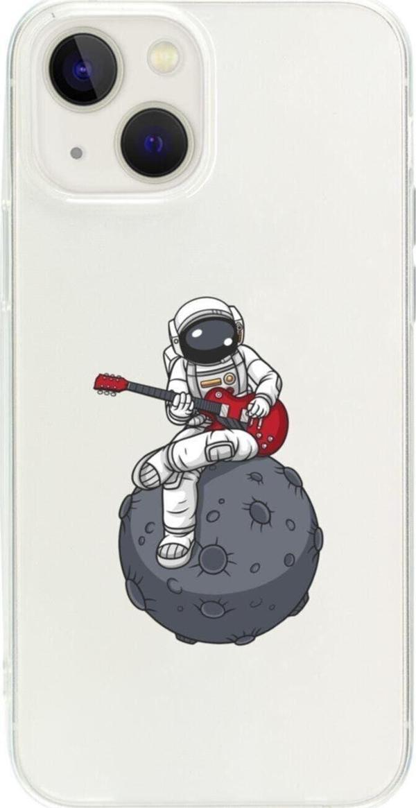 Butikcase İphone 13 Gitarcı Astronot Şeffaf Telefon Kılıfı - Image 1