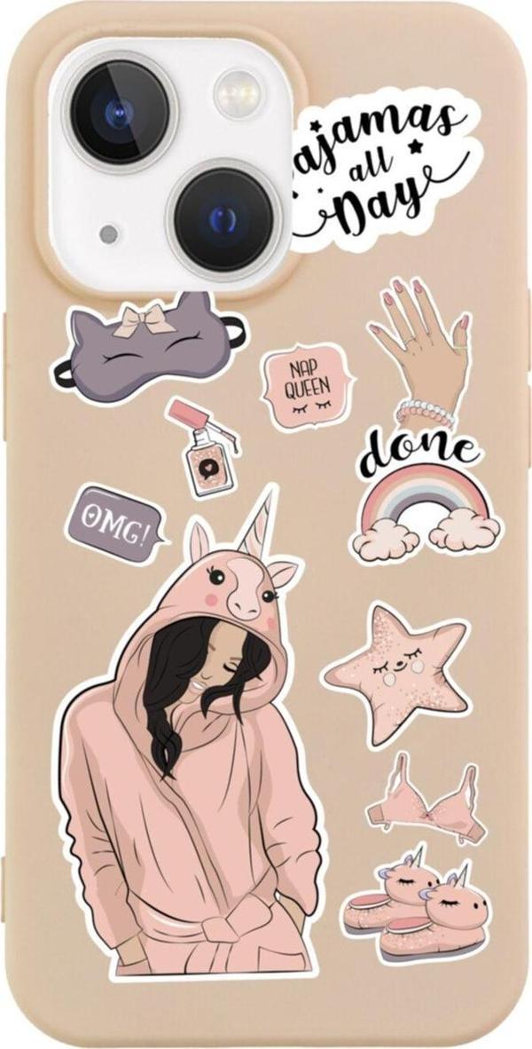 Butikcase İphone 13 Pijama Day Tasarımlı Pembe Telefon Kılıfı - Image 1