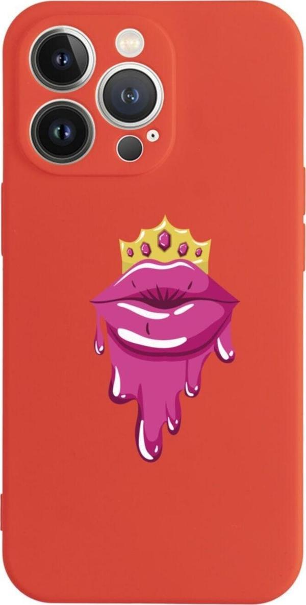 Butikcase İphone 13 Pro Crown Lip Tasarımlı Kırmızı Telefon Kılıfı - Image 1