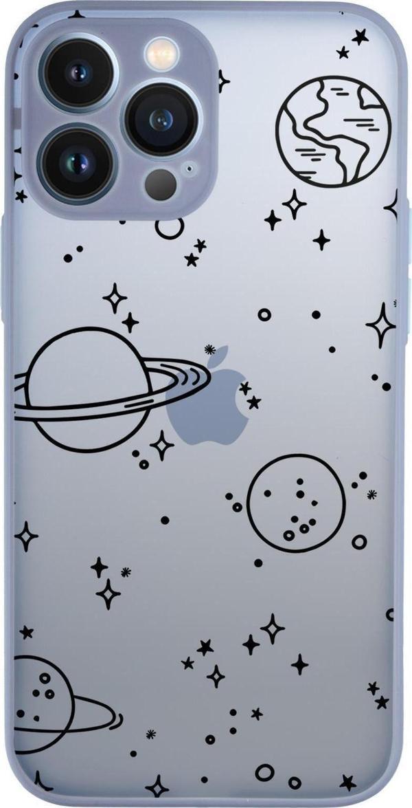 Mooodcase İphone 13 Pro Uyumlu Galaxy Desenli Kamera Korumalı Buzlu Şeffaf Lüx Telefon Kılıfı - Image 1