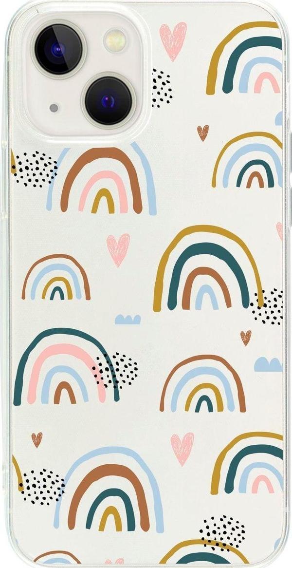 Butikcase İphone 13 Gökkuşağı Ful Şeffaf Telefon Kılıfı - Image 1