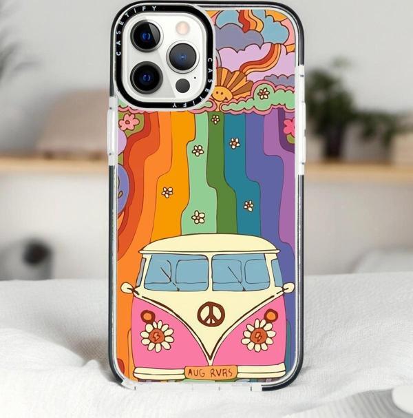 Mooodcase İphone 13 Pro Sevimli Karavan Desenli Casetify Darbe Emci Silikonlu Telefon Kılıfı - Image 1