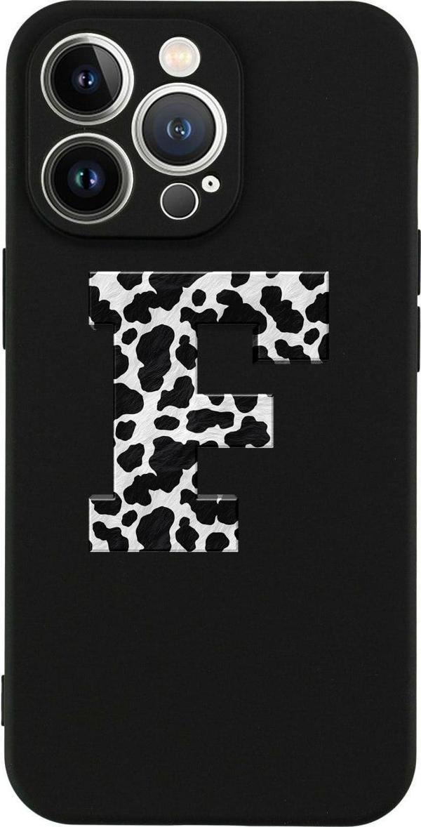 Butikcase İphone 13 F Harfi Tasarımlı Siyah Telefon Kılıfı - Image 1
