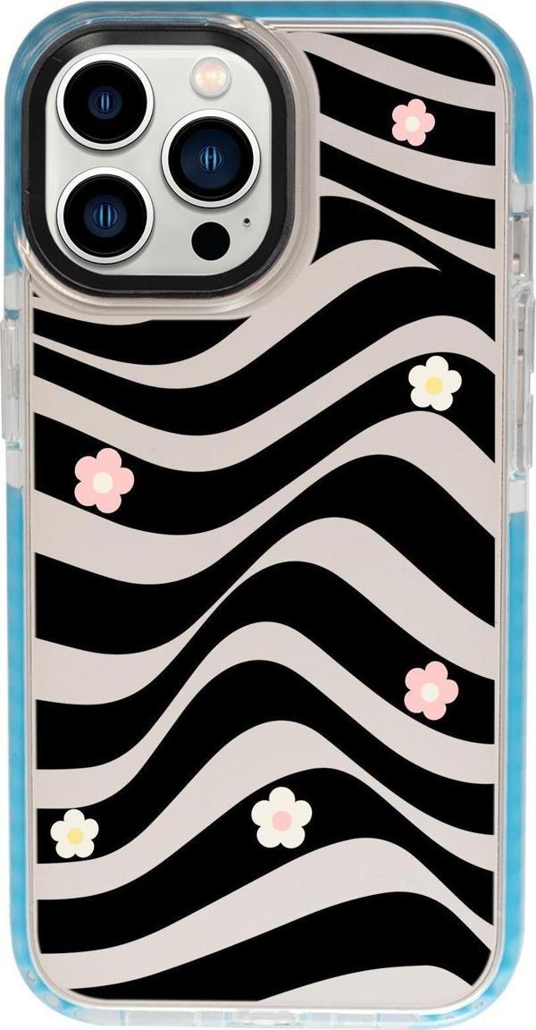 Mooodcase İphone 13 Pro Uyumlu Flowers İn Illusion Candy Bumper Silikonlu Telefon Kılıfı - Image 1
