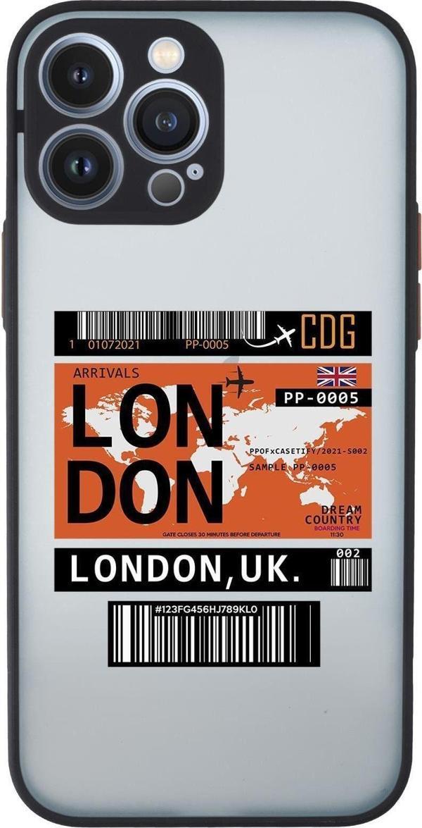 Mooodcase İphone 13 Pro Uyumlu London Desenli Kamera Korumalı Buzlu Şeffaf Lüx Telefon Kılıfı - Image 1