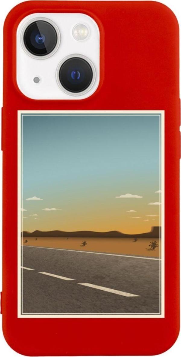 Butikcase İphone 13 Path Tasarımlı Kırmızı Telefon Kılıfı - Image 1