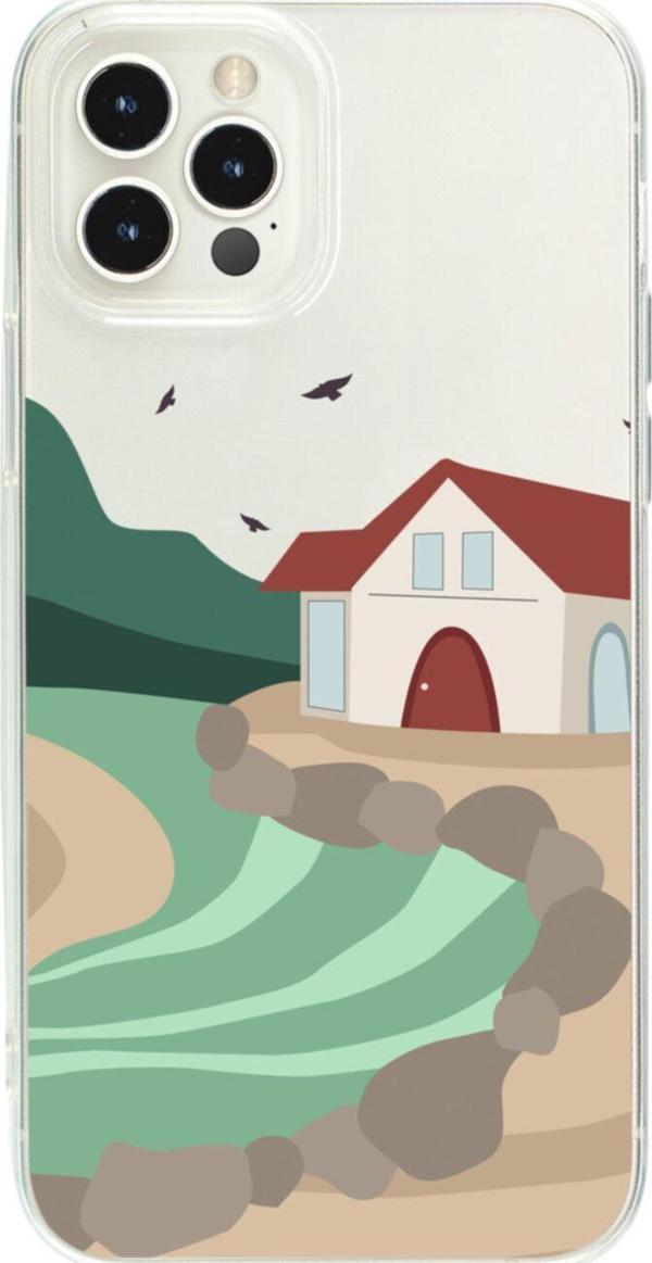 Butikcase İphone 13 Pro Ev Dere Şeffaf Telefon Kılıfı - Image 1