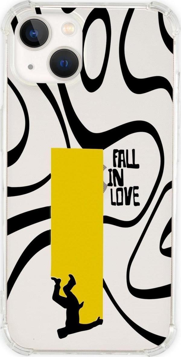 Mooodcase İphone 13 Uyumlu Fall In Love Desenli Anti Shock Olex Köşe Darbe Korumalı Silikonlu Şeffaf Kılıf - Image 1