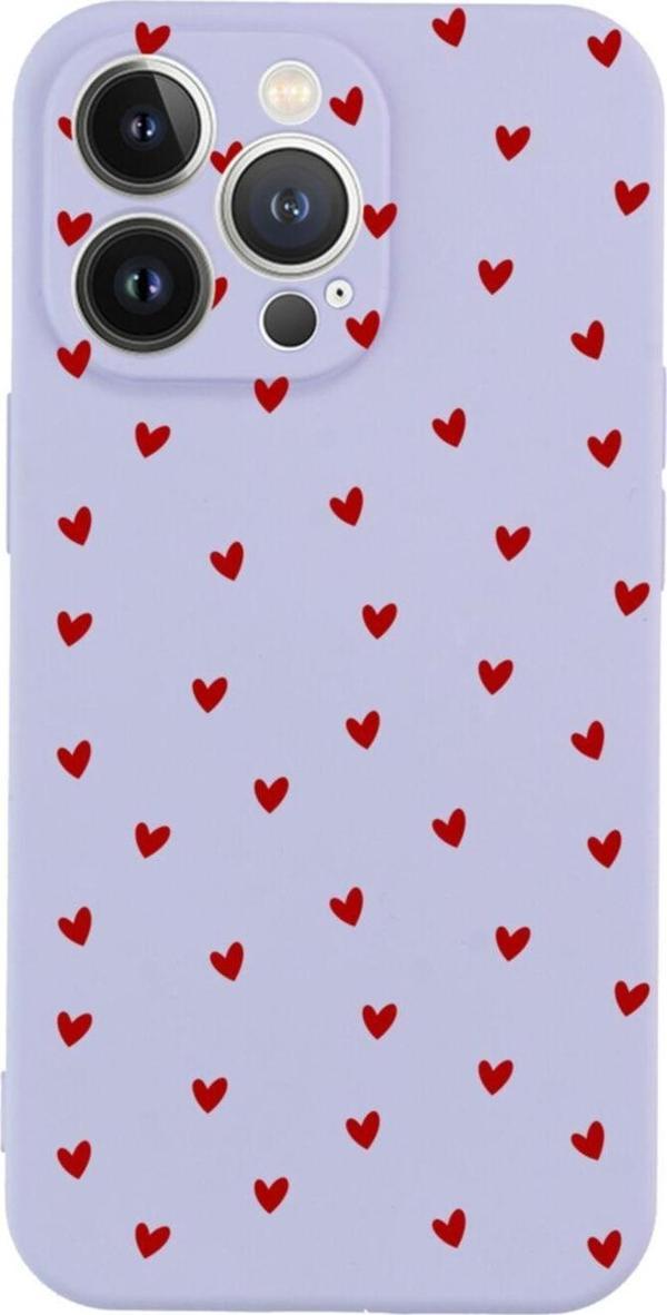 Butikcase İphone 13 Pro Minik Kalpler Tasarımlı Lila Telefon Kılıfı - Image 1