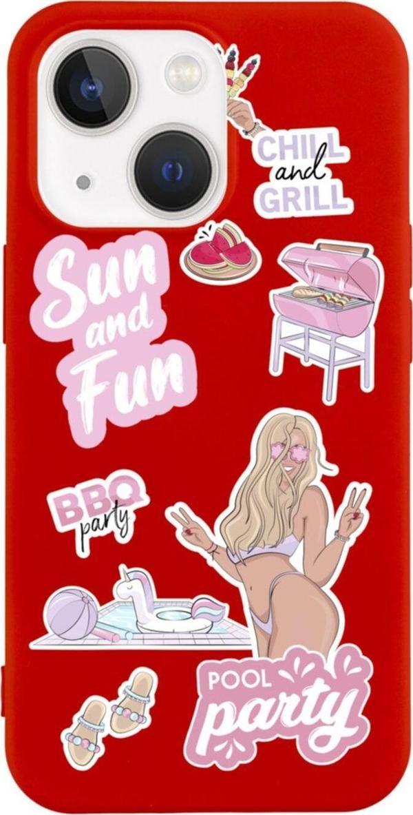 Butikcase İphone 13 Pool Party Tasarımlı Kırmızı Telefon Kılıfı - Image 1