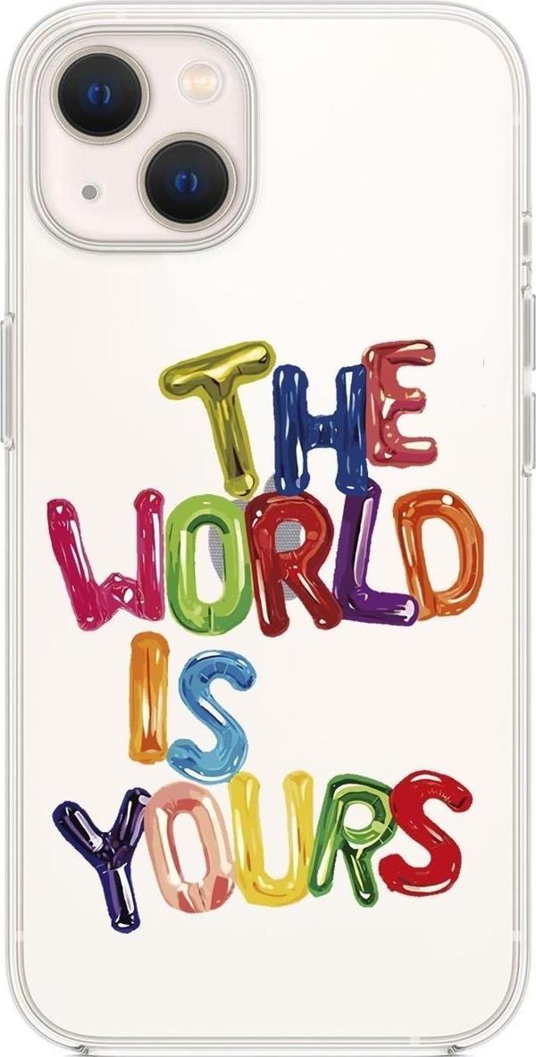 Mooodcase İphone 13 Mini The World Is Yours Premium Şeffaf Silikon Kılıf - Image 1
