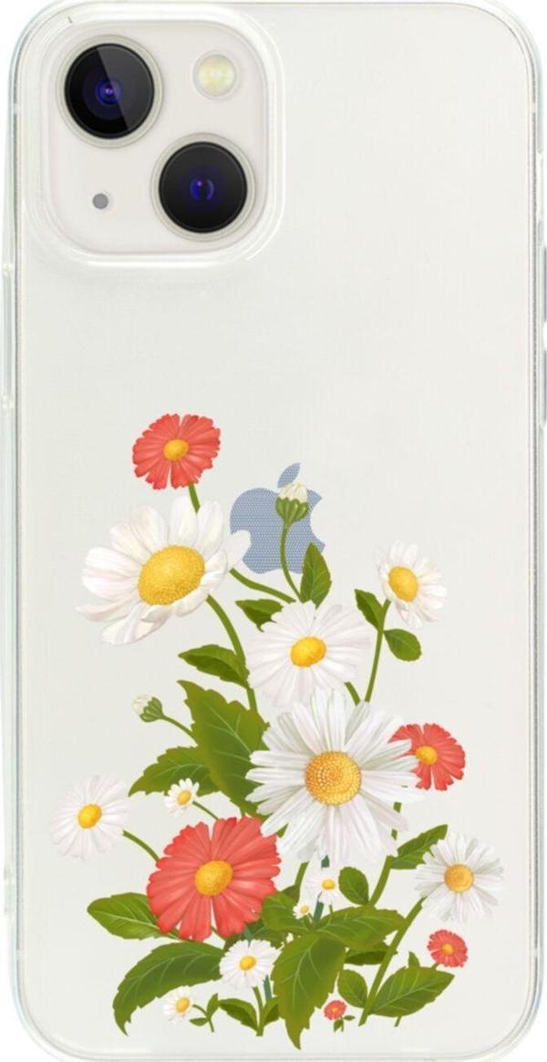 Butikcase İphone 13 Renkli Papatyalar Şeffaf Telefon Kılıfı - Image 1