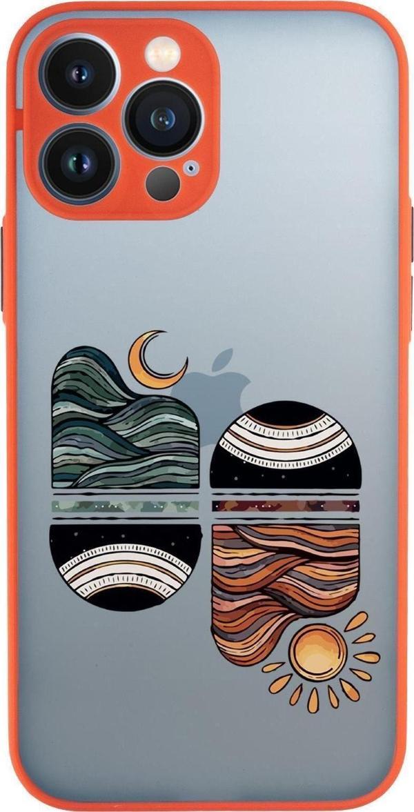 Mooodcase İphone 13 Pro Max Uyumlu Sunset Wave Desenli Kamera Korumalı Buzlu Şeffaf Lüx Telefon Kılıfı - Image 1