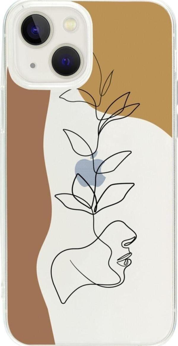 Butikcase İphone 13 Flowers Face Şeffaf Telefon Kılıfı - Image 1