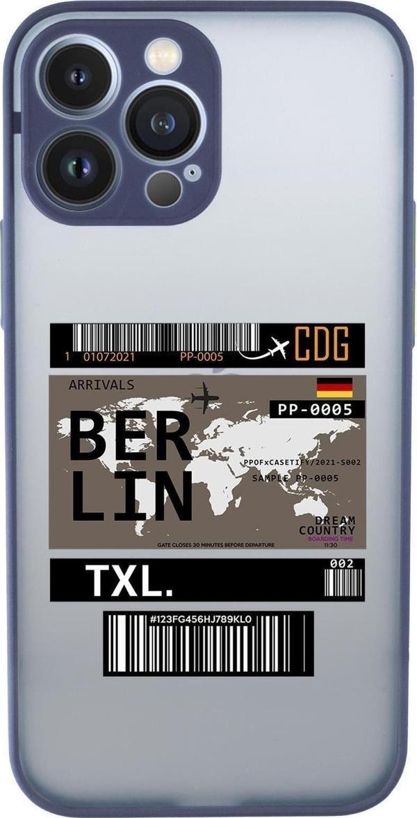 Mooodcase İphone 13 Pro Max Uyumlu Berlin Desenli Kamera Korumalı Buzlu Şeffaf Lüx Telefon Kılıfı - Image 1