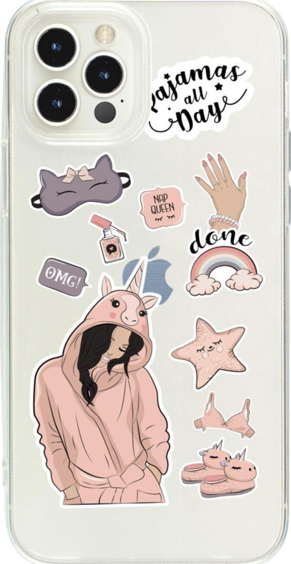 Butikcase İphone 13 Pro Mx Pijama All Day Şeffaf Telefon Kılıfı - Image 1