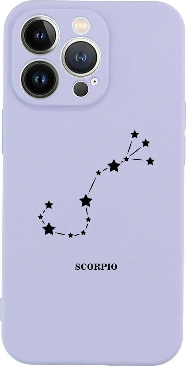 Butikcase İphone 13 Pro Akrep Yıldız Tasarımlı Lila Telefon Kılıfı - Image 1