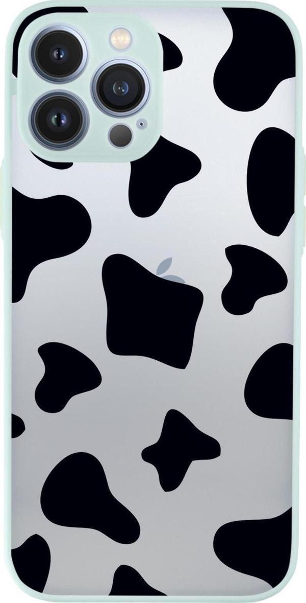 Mooodcase İphone 13 Pro Uyumlu Inek Desenli Kamera Korumalı Buzlu Şeffaf Lüx Telefon Kılıfı - Image 1