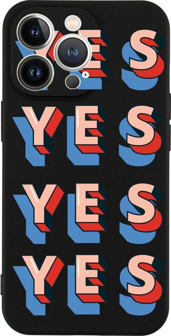 Butikcase İphone 13 Yes Retro Tasarımlı Siyah Telefon Kılıfı - Image 1